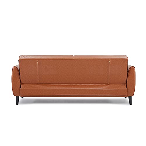 YINKUU 81.5 Modern Futon Sofa Bed PU Leather Sleeper Couch Bed, Convertible Folding Recliner Sofa with Storage Box for Living Room Bedroom Home Office, Reclining Sofa Bed, 81.5 Bed Loveseat
