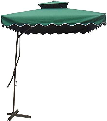 Patio Umbrella Patio Canopy 2.2M Square Patio Offset Roma Parasol for Garden, Deck, Backyard and Pool Double Layer Cantilever Hanging Sun Umbrella with Cross Base GCSQF210526(Color:B)