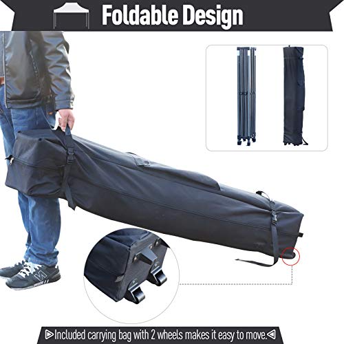 Outsunny 10' x 20' Heavy Duty Pop Up Canopy with 3-Level Adjustable Height, Wheeled Roller Bag, UV Fighting Roof, White