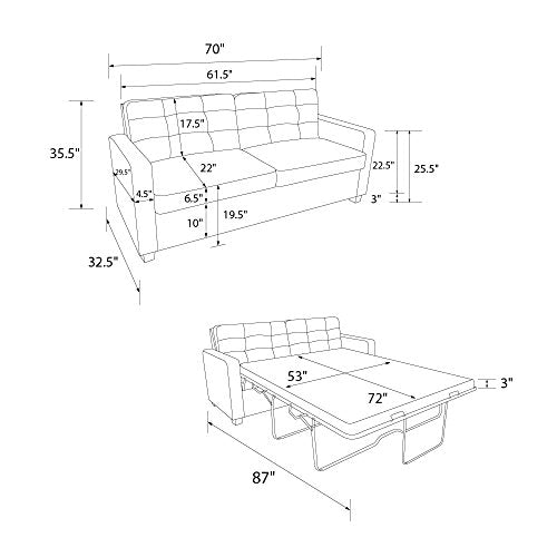Signature Sleep Devon Sleeper Sofa with Mattress, Blue Linen, Full