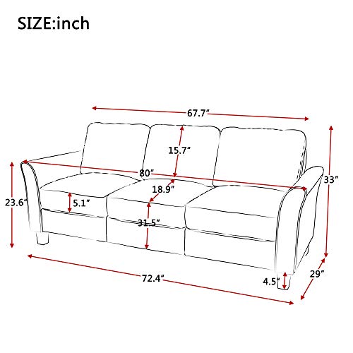 Harper & Bright Designs Living Room Set 3 Pcs Sofa Set Armchair Loveseat and Couch (Grey, Chair&Loveseat Chair&3-Seat Sofa)