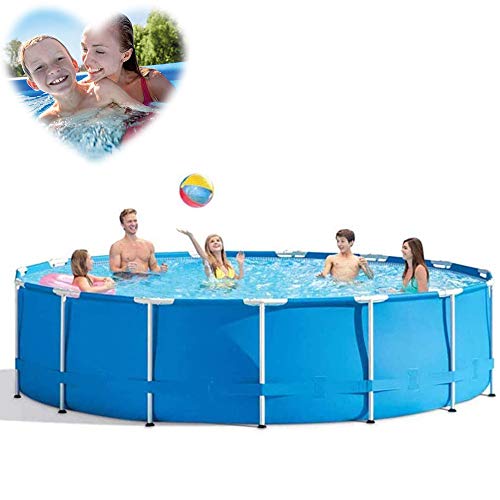 BF-DCGU Round Frame Above Ground Pool, Metal Frame Pool, Pond Family Swimming Pool Metal Frame Structure Pool Easy Set Up, Suitable for Kids, Toddlers, Adults