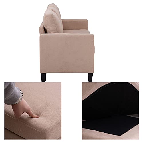 AVAMOM Modern Sectional Sofa Living Room,L-Shaped 3 Seat Fabric Couch,Perfect for Small Spacep(76.38 x 49.6 x 35.04) (Cream)