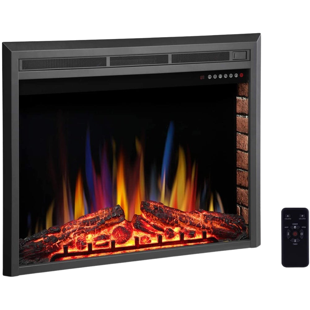 RW Flame 939A 750W-1500W 39 Inch Recessed Freestanding Electric Fireplace Insert With Remote Black New
