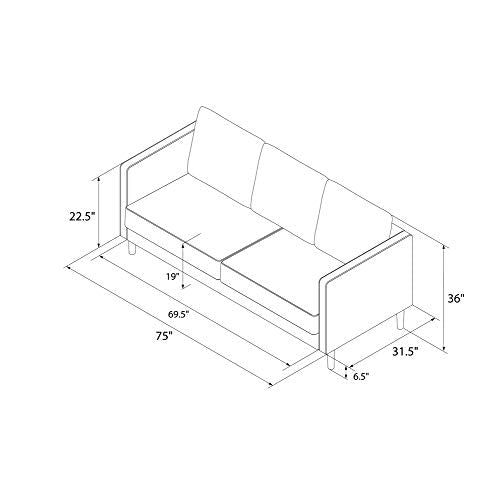 Novogratz Paige Modern Pillowback Sofa, Navy Blue Velvet