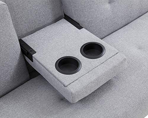 PROHIKER Futon Sofa Bed with Cup Holder, 3 Angle Adjustment Modes，Convertible Sectional Sofa ，Modern Polyester Fiber Fabric Combined Sofa，Comes with, Cup Holders, Cushions，Foldable Modular Sofa