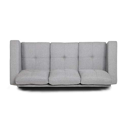 Christopher Knight Home Viviana Three Seater Sofa with Wood Legs, Gray and Natural Finish, 34.00 inches deep x 76.00 inches wide x 35.00 inches high