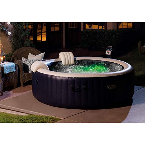 Intex 28409E PureSpa 6 Person Home Outdoor Inflatable Portable Heated Round Hot Tub Spa 85-inch x 28-inch with 170 Bubble Jets, Built in Heat Pump, and Drink Cup Holder Refreshment Tray (2 Pack)
