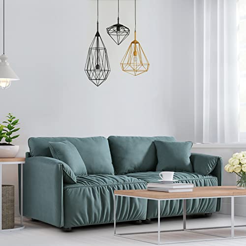 Mi Shangou 75.59” Sofa Couch, Modern Sofa Loveseat, Oversize Deep Seat Sofa, Loveseat Furniture with Hardwood Frame, Mid-Century Upholstered Couch for Living Room, Bedroom, Apartment (Green)