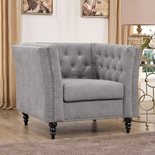Kingway 3 Pcs Living Room Fabric Couch 1 Seat Sofas, Gray