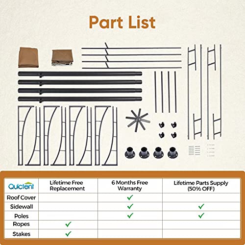 Quictent 10x10 FT Patio Gazebo Canopy Tent with Vented Soft Top,Outdoor Garden Gazebo for Patios Lawn, Backyard and Deck-Light Brown