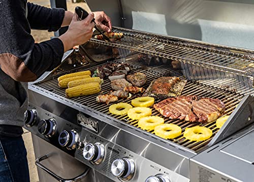 Monument Grills 77352 6-Burner Stainless Steel Propane Gas Grill with LED Controls, Side Burner, Built in Thermometer, and Rotisserie Kit