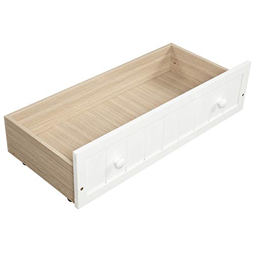 Wooden Twin Daybed Frame with 2 Drawers,Wooden Sofa Bed for Bedroom Living Room,Twin Size Daybed with Storage Drawers (White)