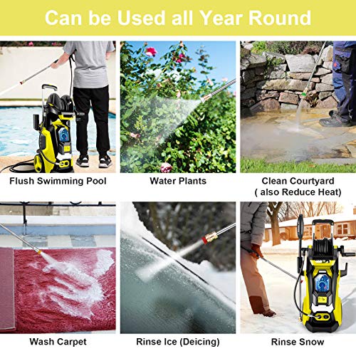 TEANDE Smart Pressure Washer 3800 PSI Electric High Powerful Touch Screen 3 Gear Level with Telescopic Handle & Hose Reel