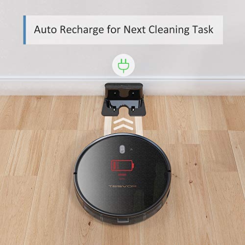Tesvor Robot Vacuum Cleaner - 4000Pa Strong Suction Robot Vacuum, Alexa Voice and APP Control, Self-Charging Robotic Vacuum Cleaner with 5200mAh Battery, for Low-Pile Carpets, Hard Floors and Pet Hair