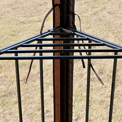 Outsunny 10' x 10' Outdoor Patio Gazebo Canopy with Double Tier Roof, Removable Mesh Curtains, Display Shelves, Brown