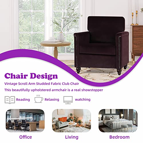 TYBOATLE Velvet Traditional Chesterfield Living Room Furniture Sectional Sofa Sets 2 Piece, Loveseats Couch and Accent Arm Chairs with/Scrolled Arms for Small Space, Apartment, Office (Dark Purple)