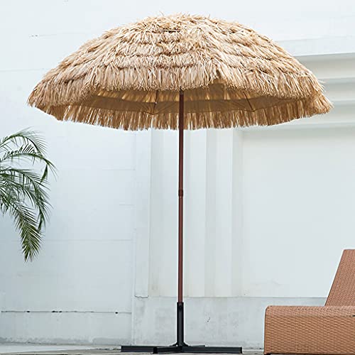 ZHIFENGLIU Hawaiian Tiki Parasol with Iron Frame Base, 240cm can Tilted Round Thatch Patio Umbrella, Grass Parasol for Pool Small Bistro Garden Lawn
