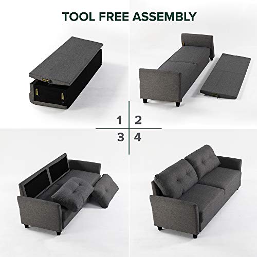 ZINUS Ricardo Sofa Couch / Tufted Cushions / Easy, Tool-Free Assembly, Dark Grey