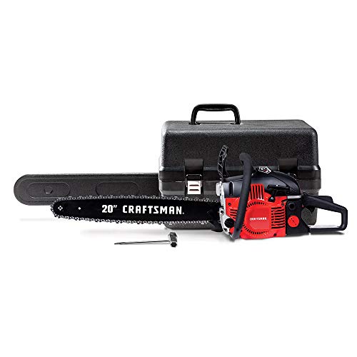 Craftsman CMXGSAMY426S 46cc 2-Cycle Full Crank 20-Inch Gas Powered Chainsaw with Carrying Case, 16-in, Liberty Red