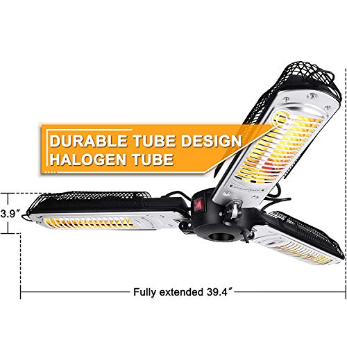 WANGZI Umbrella Patio Heater, 2000W Electric Parasol Heater, Infrared Radiant Heater with 3 Heating Panels for Pergola Or Gazabo