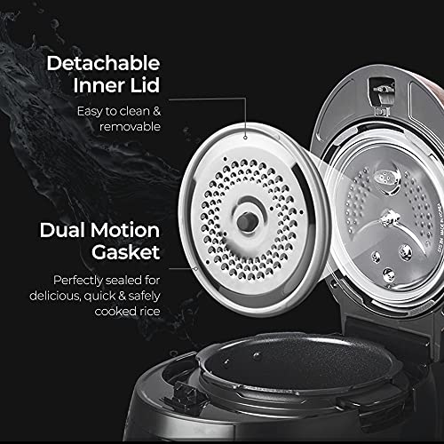 Cuckoo CRP-RT0609FB - 6 Cups, Twin Pressure Rice Cooker & Warmer - GABA, Scorched, Turbo - High/Non Pressure Steam Options - Made in Korea - Black