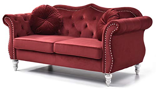 Glory Furniture Hollywood Loveseat Love Seats, Burgundy