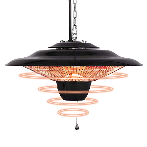 Patio Heater for Outdoor and Indoor Use, Ceiling Mounted Heater 1500W Hanging Electric Heater with Overheat Protection for Balcony, Garage and Courtyard, Pull-String Control