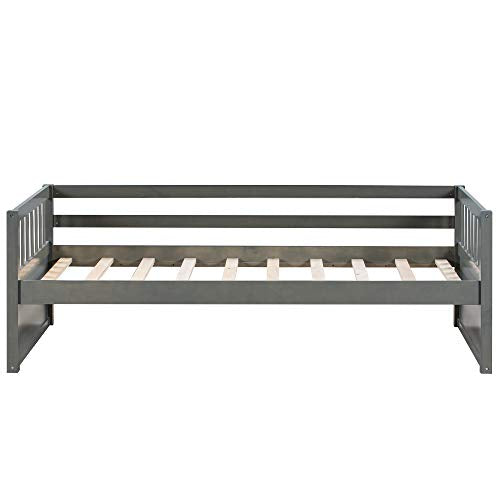 Wood Daybed Frame Twin Size with Drawer, Wooden Slats Support Modern Daybed Twin (Grey (with Drawers))