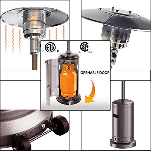 D-Lumina 3 pcs Outdoor Gas Patio Heater freestanding Outdoor Garden Heater Stove Outdoor Heater 48000 BTU (Approved CSA Certification). (Black)