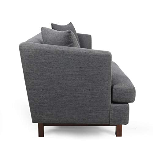 Christopher Knight Home Mableton 3 Seater Sofa, Charcoal + Espresso
