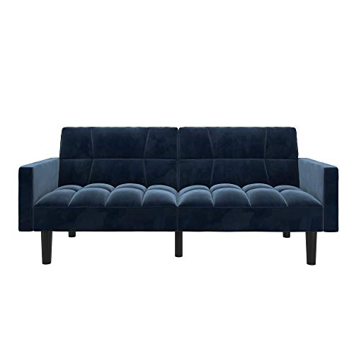 DHP Hayden Convertible Sofa Sleeper Futon with Arms - Blue Microfiber