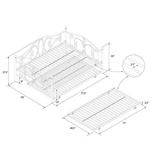 DHP Bombay Metal Full Size Daybed Frame with Included Twin Size Trundle - Bronze