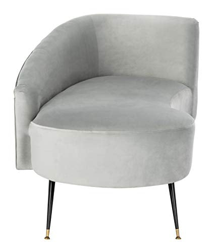 Safavieh Home Evangeline Glam Grey Velvet and Black Parisian Settee Loveseat