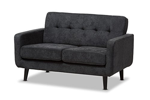 Baxton Studio Carmena Loveseat, Dark Grey