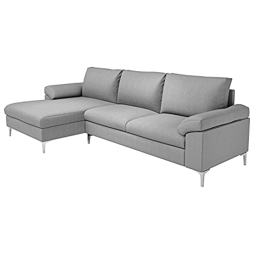 Sectional Sofa, L-shaped Velvet Sofa Couch with Reversible Chaise 3-Seat for Living Room Apartment Office