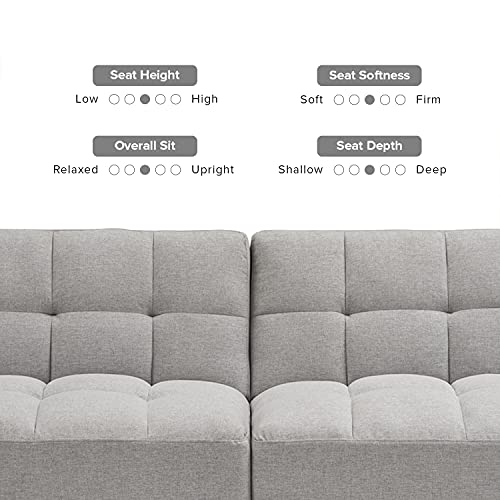 Mopio Aaron Futon Convertible Sofa Sleeper Futon with Arms Split Back Design 77.5