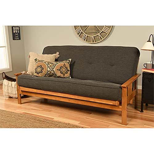 Kodiak Furniture Monterey Futon Set with Butternut Finish, Full, Linen Charcoal
