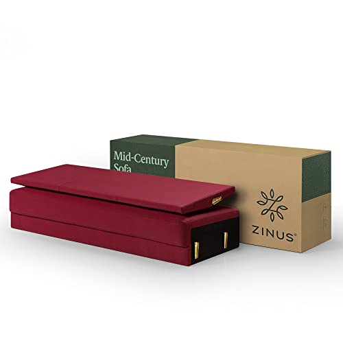 ZINUS Mikhail Sofa Couch / Ruby Red Sofa / Button Tufted Cushions / Easy, Tool-Free Assembly