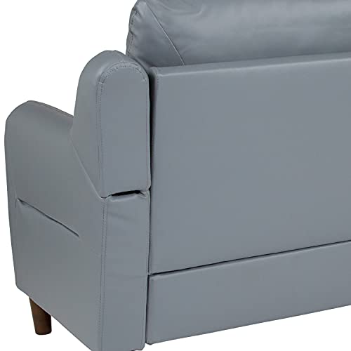 Flash Furniture Newton Hill Upholstered Bustle Back Loveseat in Gray LeatherSoft