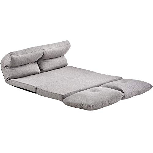 Floor Sofa Bed Folding Fabric Sleeper Couch Adjustable Floor Chaise Lounge with 2 Pillows for Reading Gaming Sleeping, Foldable Japanese Tatami Style Floor Futon with 5 Adjustable Reclining Positions