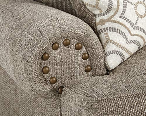 Signature Design by Ashley Einsgrove New Traditional Upholstered Loveseat with Nailhead Trim, Brown