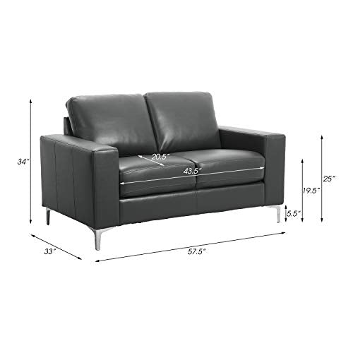 Lexicon Maysville Leather Gel Match Track Arm Loveseat, 57.5