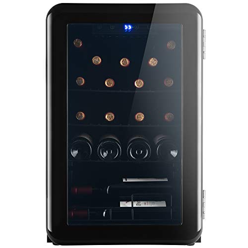 Wine Fridge for 24 Bottles Small Wine Refrigerator with Glass Door and Concealed Handle Freestanding Mini Wine Chiller for Home, Office, Kitchen and Bar