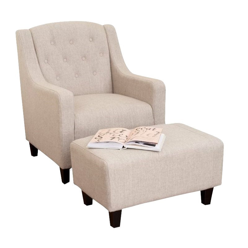 Noble House Rodrigo Arm Chair and Ottoman in Beige