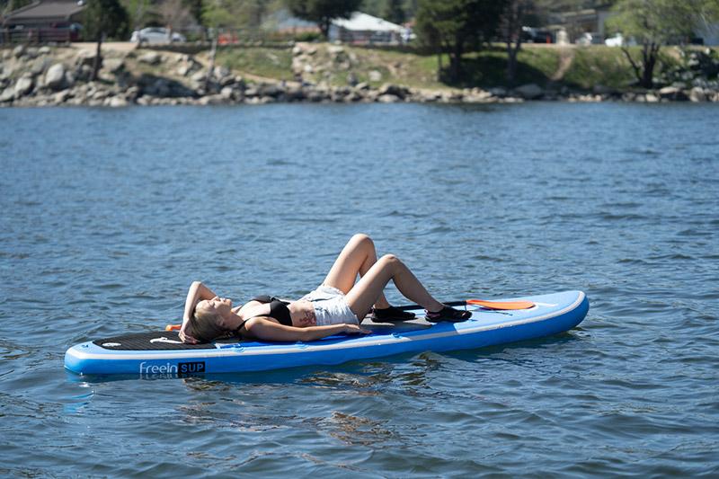 Freein 10' Inflatable Kayak Package Dual Action Pump Triple Fins Blue New