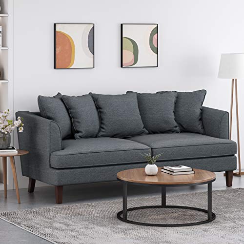Christopher Knight Home Fairburn 3 Seater Sofa, Charcoal + Espresso