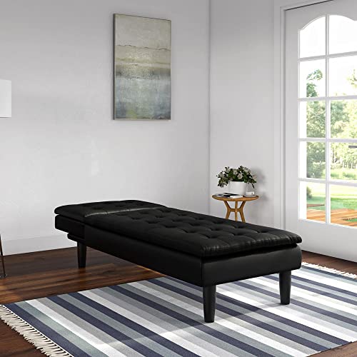 Modern Sectional Sofa Bed Sleeper Memory Foam Black Faux Leather Convertible Sofa Set Couch Chaise Lounge Futon Home Furniture