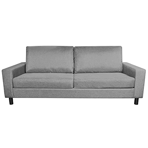 Living Room Furniture Sets, 3-Seater Sofa with Thickly Padded & Pillows, Durable Sofa Set, Easy to Assembly and Clean, Light Gray