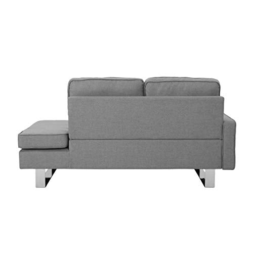 Christopher Knight Home Phelps Modern Fabric Chaise Loveseat, Grey, Silver